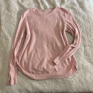 GAP Pink Waffle Knit Sweater | Curved Hem Crewneck